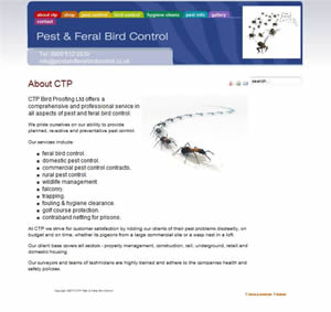 Image of CTP Pest and Feral Bird Control website